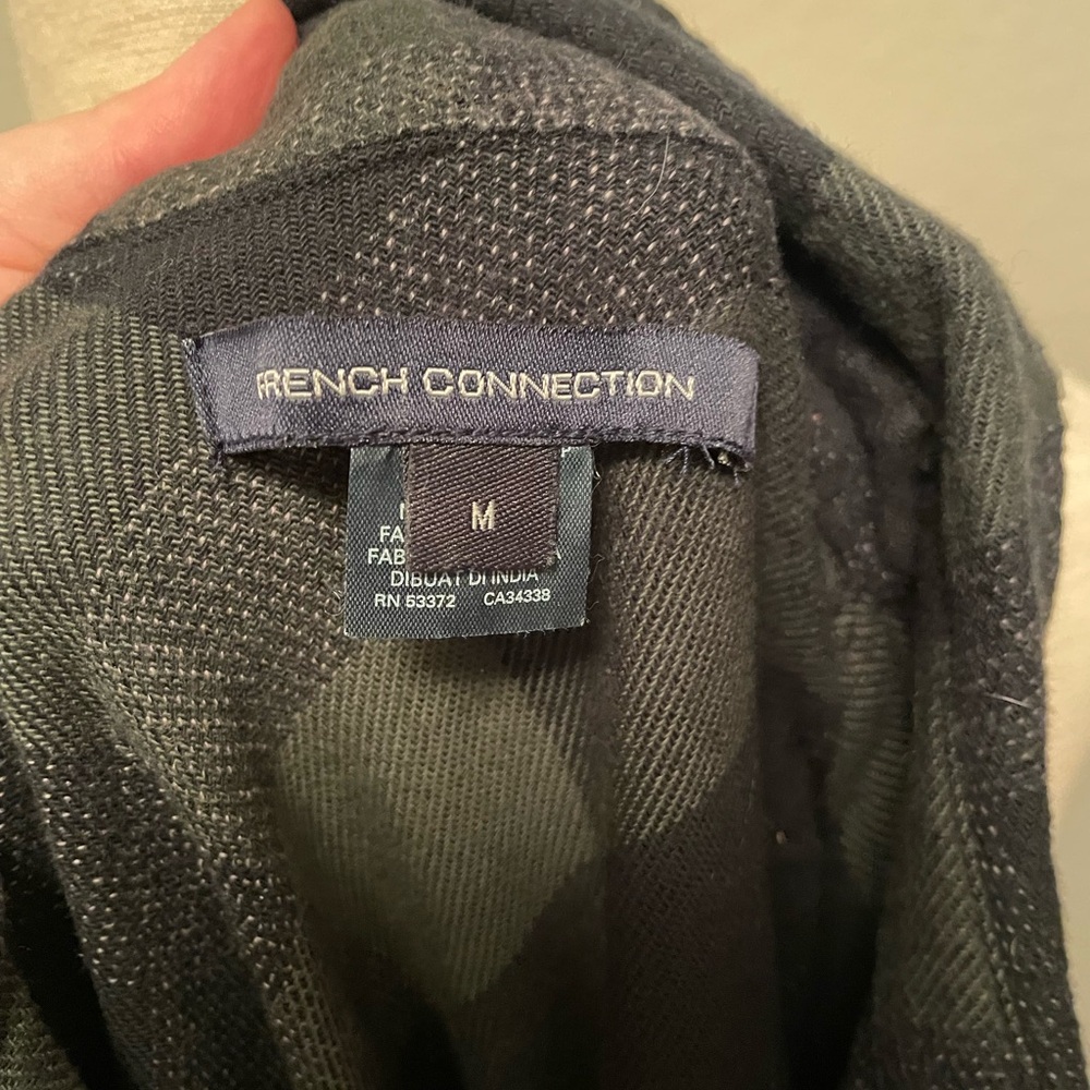 French Connection Green and Black Flannel Dolman Sleeve Shirt Dress - Picture 7 of 7